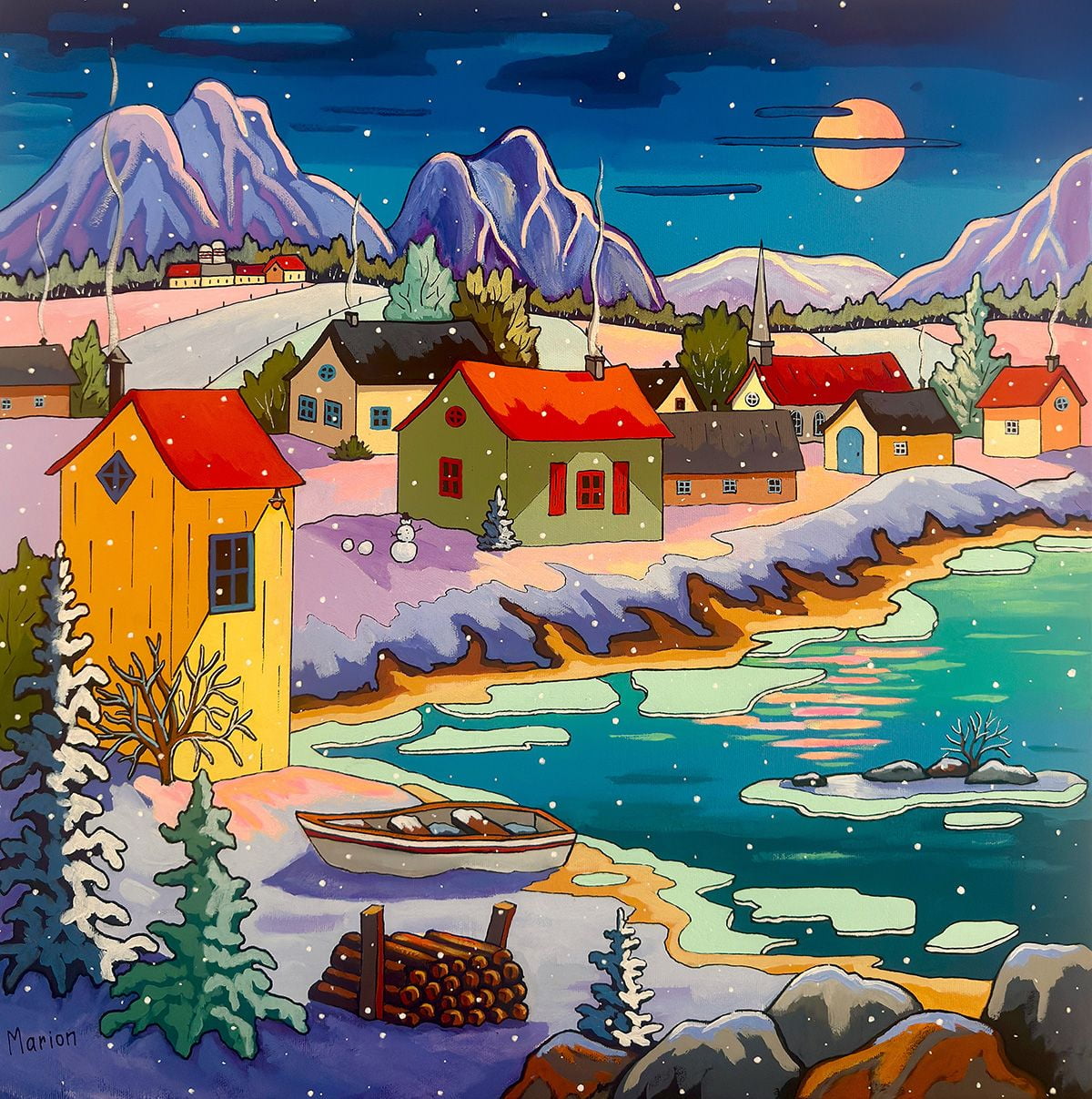 Springbok 500 Piece Moonlit Winter Village Jigsaw Puzzle for Adults