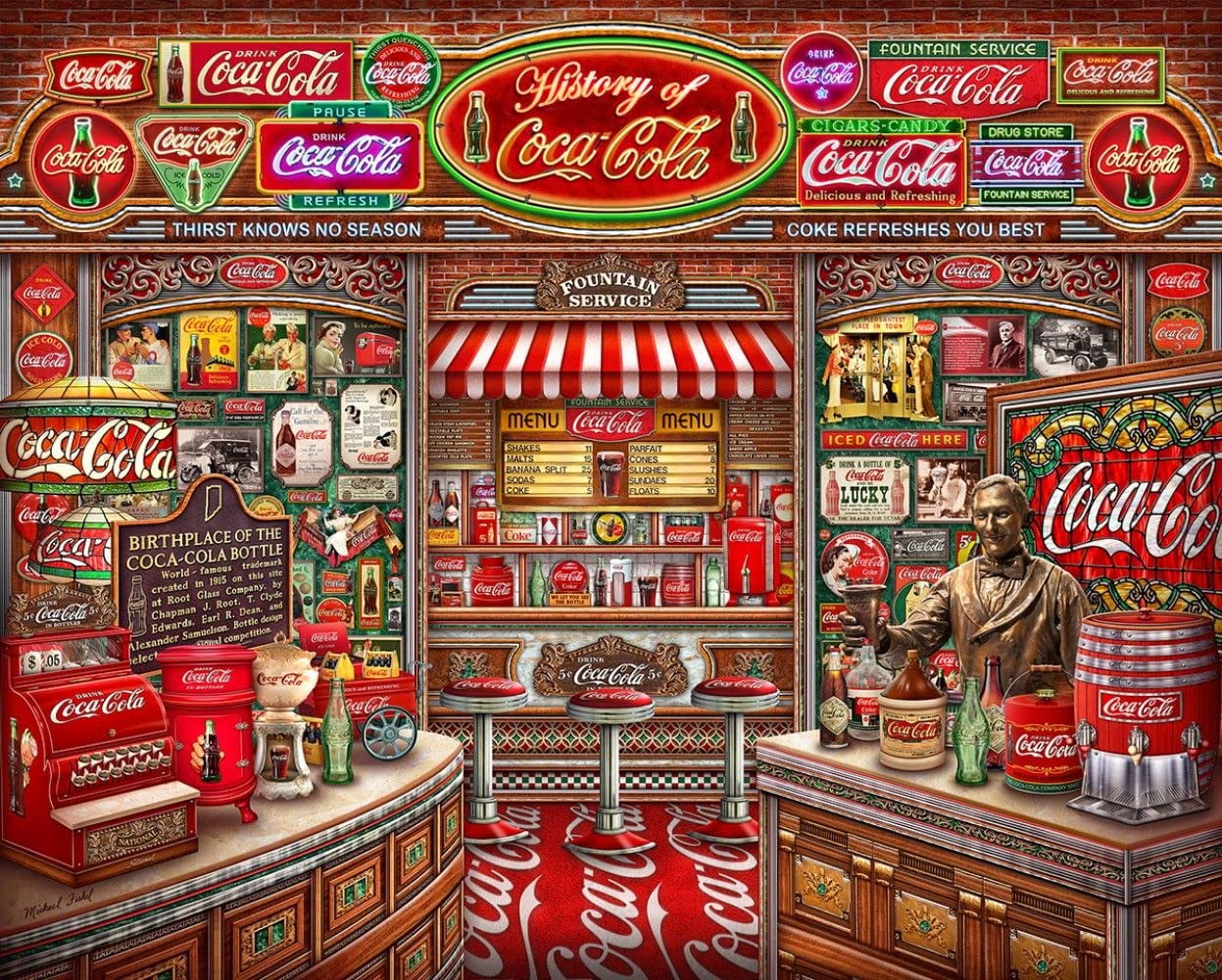 COCA-COLA ALL ABOARD Springbok 1000 Piece Jigsaw Puzzle Made In USA EUR - View #6