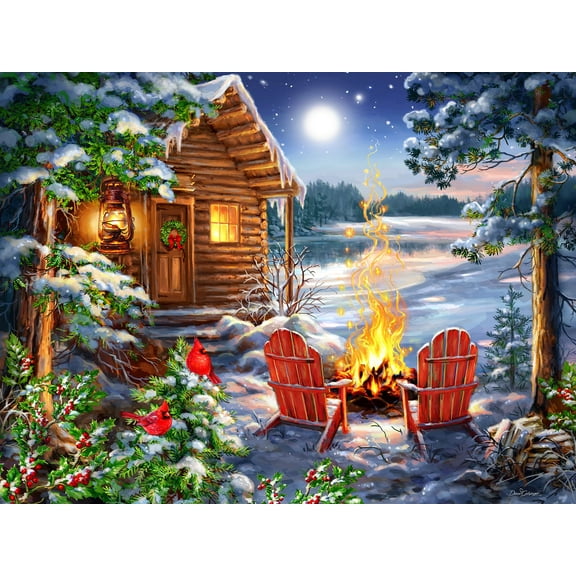Springbok 500 Piece Christmas Cabin Jigsaw Puzzle for Adults - Made in USA