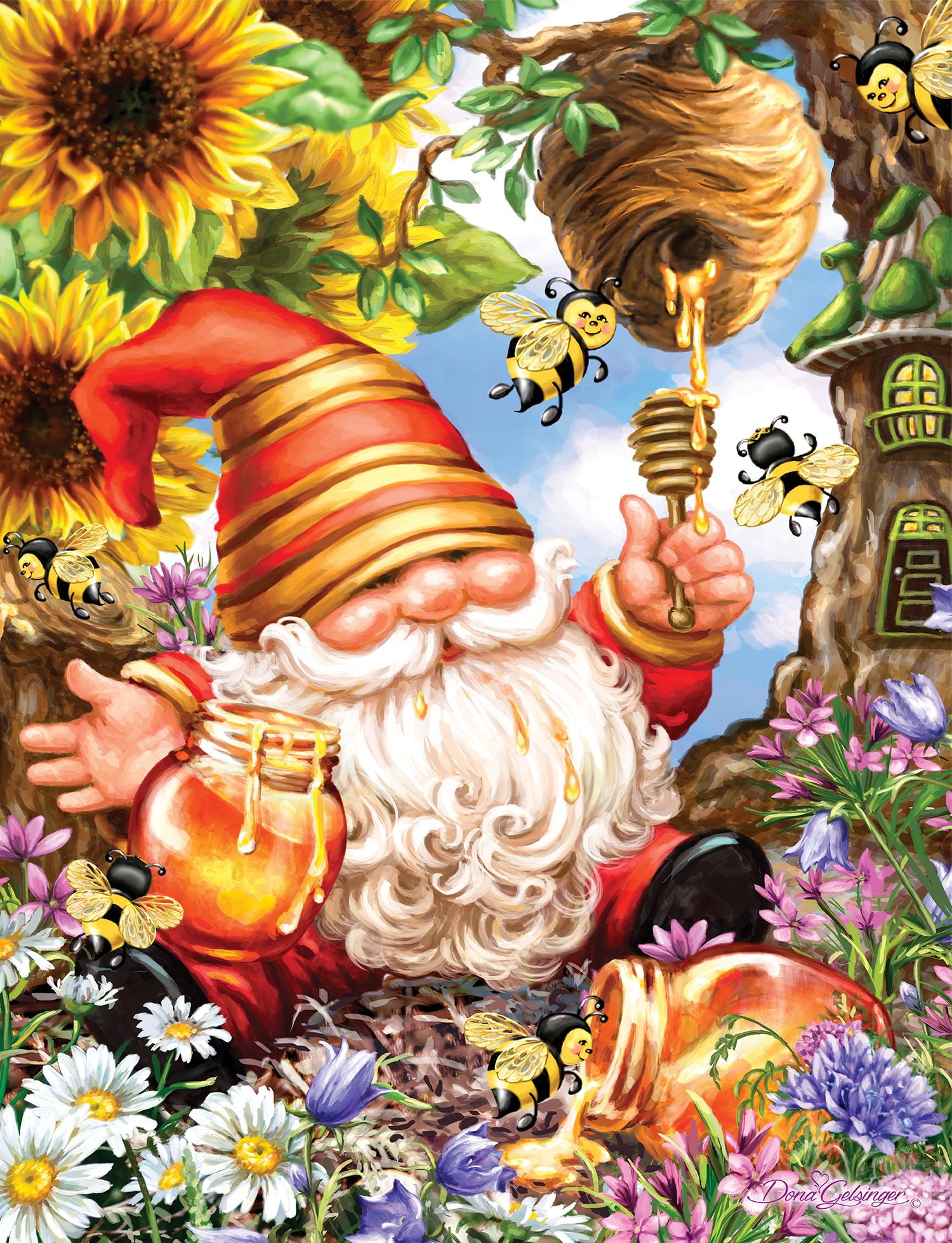 Springbok 500 Piece Gnome Worries Bee Happy Jigsaw Puzzle for Adults and Family
