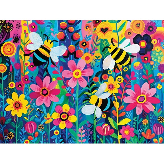Springbok 500 Piece Busy Bee Garden Jigsaw Puzzle for Adults - Made in USA