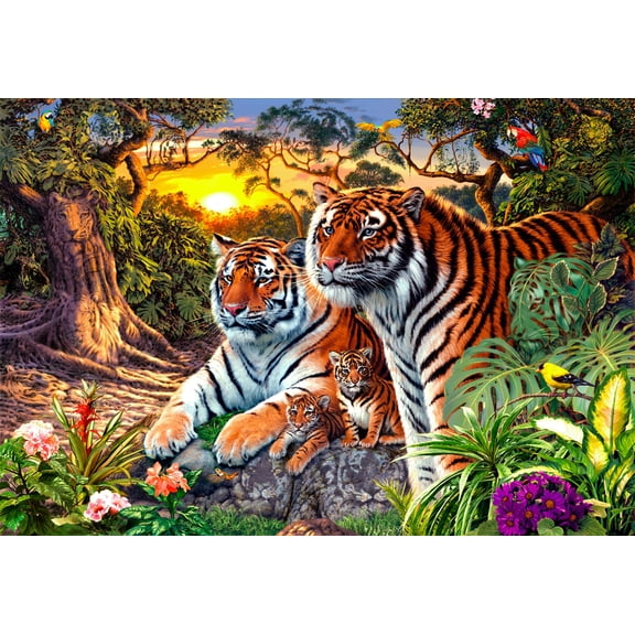 Springbok's Hidden Tigers 400 Piece Jigsaw Puzzle for Families - Unique Cut Pieces