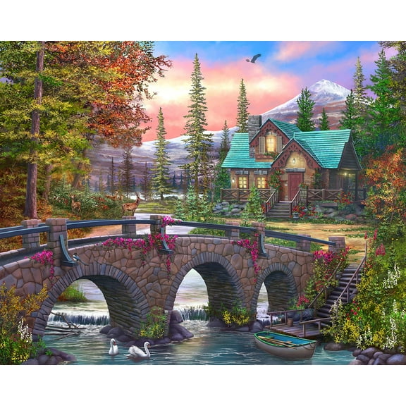 Springbok 1000 Piece Mountain Home Sunrise Jigsaw Puzzle for Adults - Made in USA