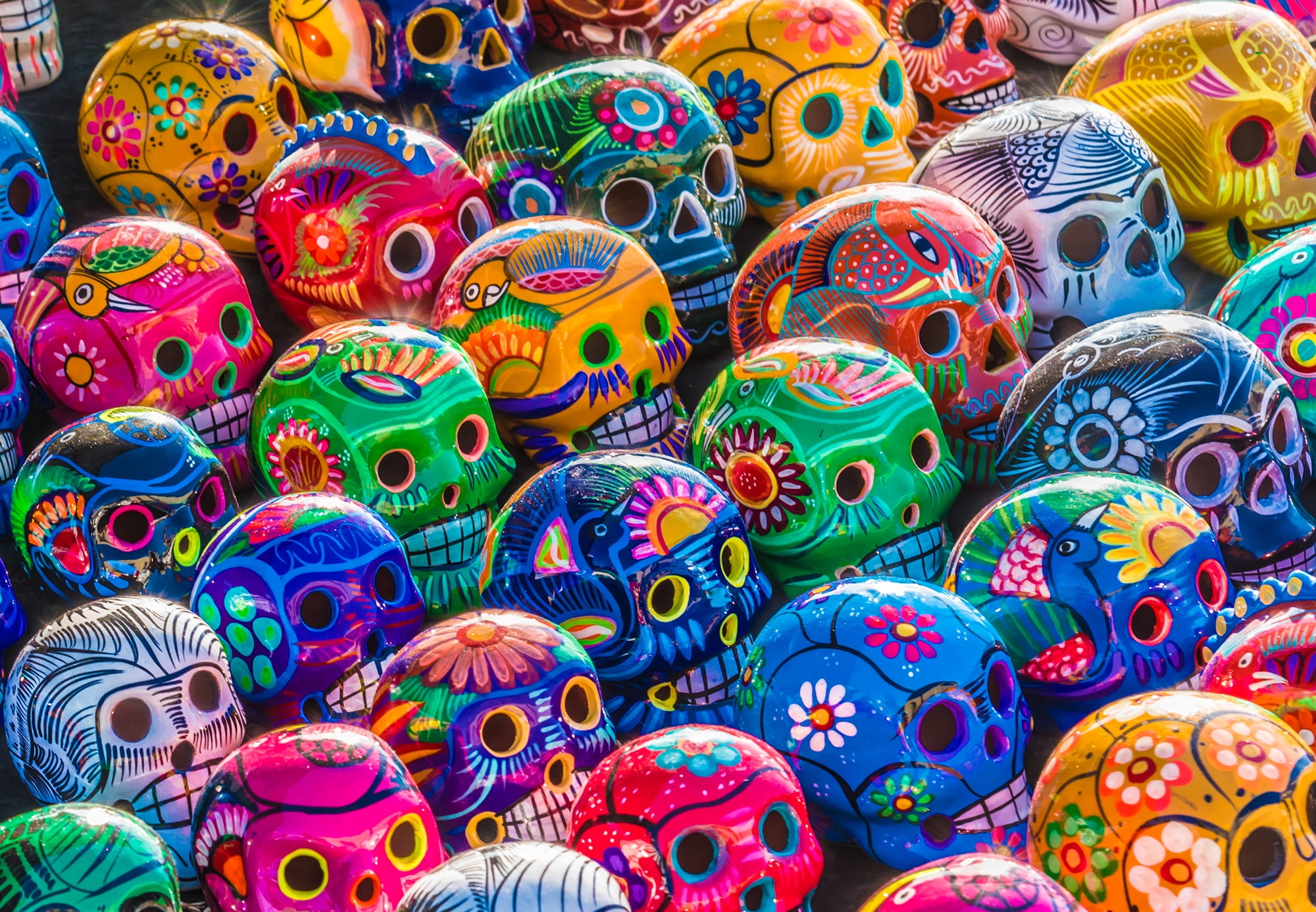 Colorful Mexican Folk Art Sugar Skulls 1000 Piece Puzzle