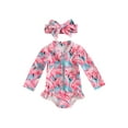 thumbnail image 1 of Springcmy Baby Girls One-Piece Swimsuit, 6-9 Months, Red Flamingo, Ruffle, Zipper, SPF Protection, 1 of 7