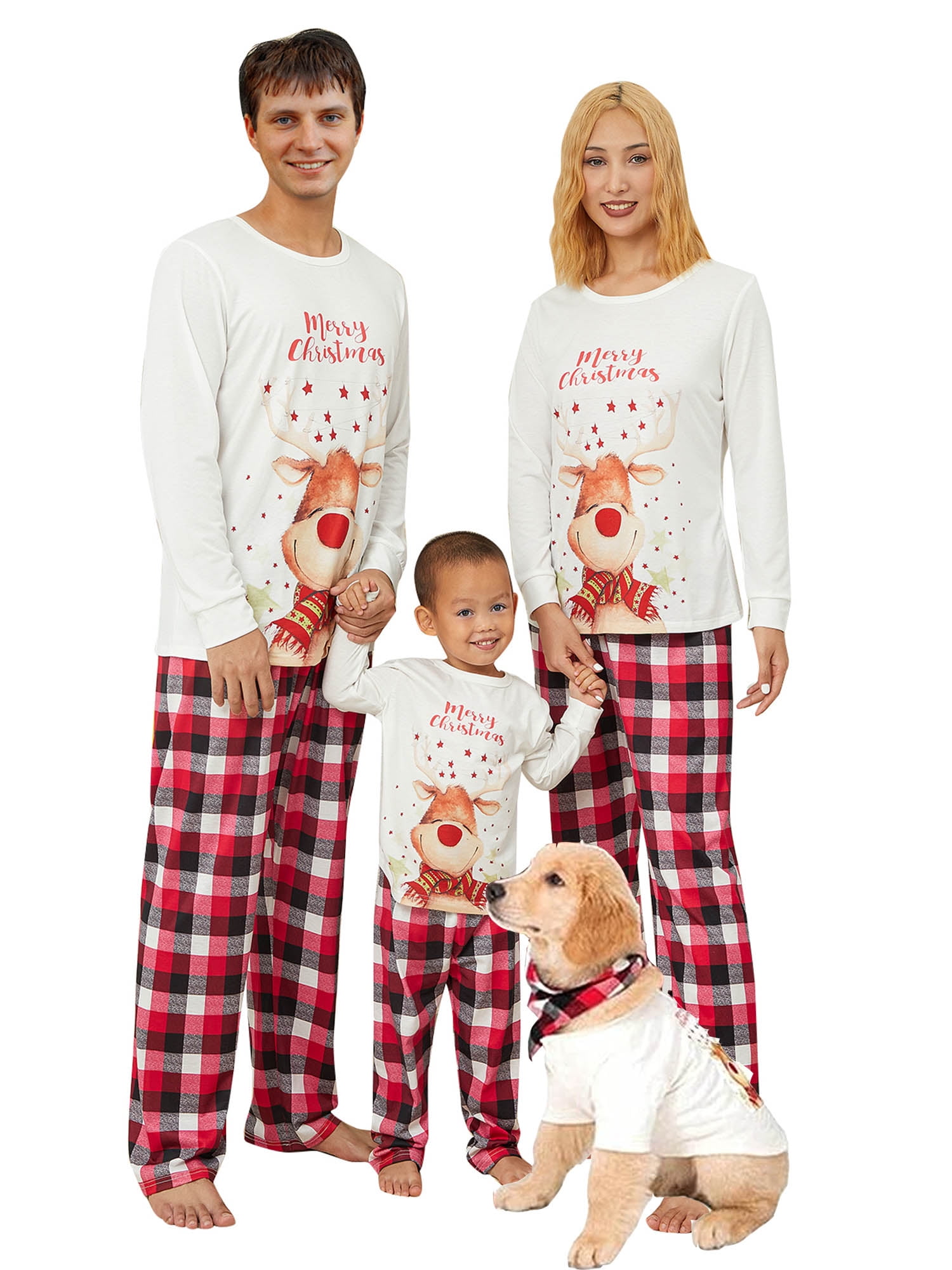 Springcmy Christmas Family Matching Pajamas Set Adult Kids Baby Deer ...