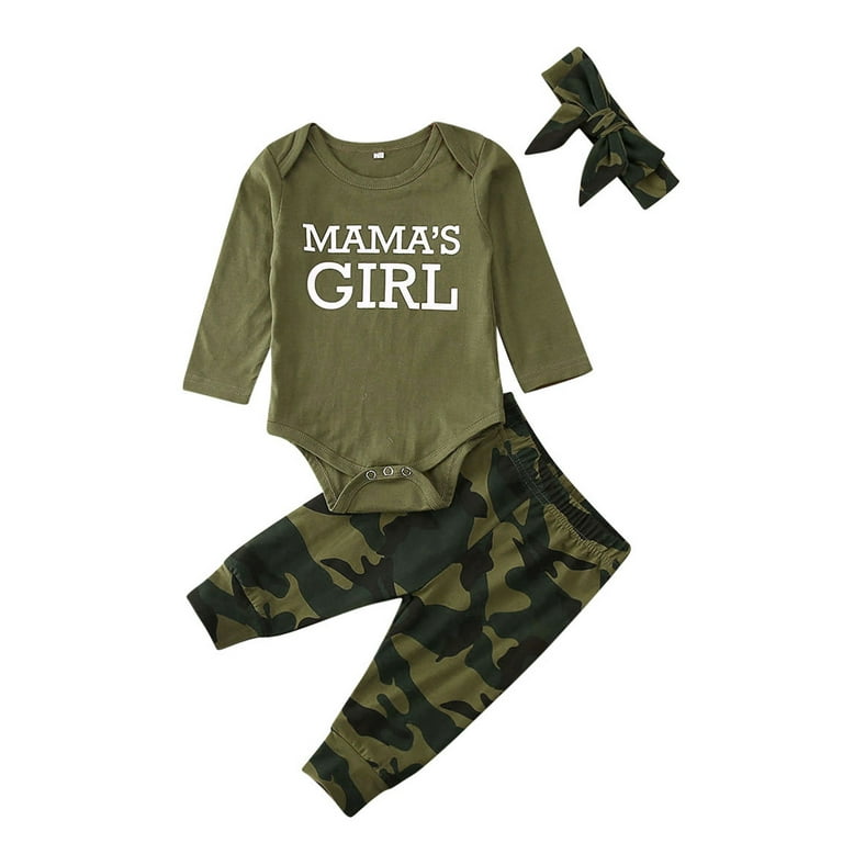 Springcmy Infant Baby Boys Mama'S Boy Romper Tops Camo Pants