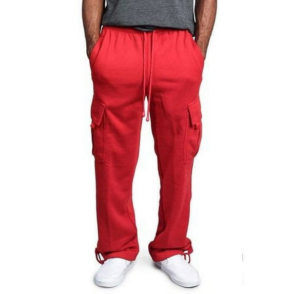 Springcmy Mens Urban Straight Leg Jogger Fleece Cargo Pocket Sweat Pants