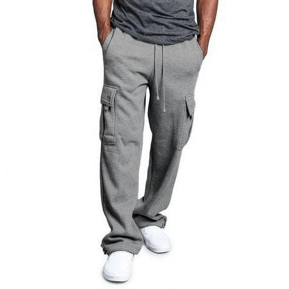 Springcmy Mens Urban Straight Leg Jogger Fleece Cargo Pocket Sweat Pants