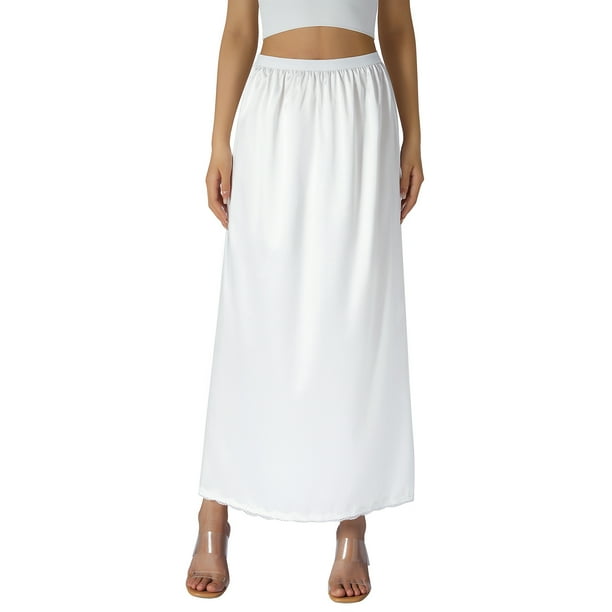 Springcmy Satin Half Slip for Women Under Dresses Plus Size Solid Color Long  Underskirt Lace Trim Elastic Waist Maxi Slip Skirt - Walmart Business  Supplies