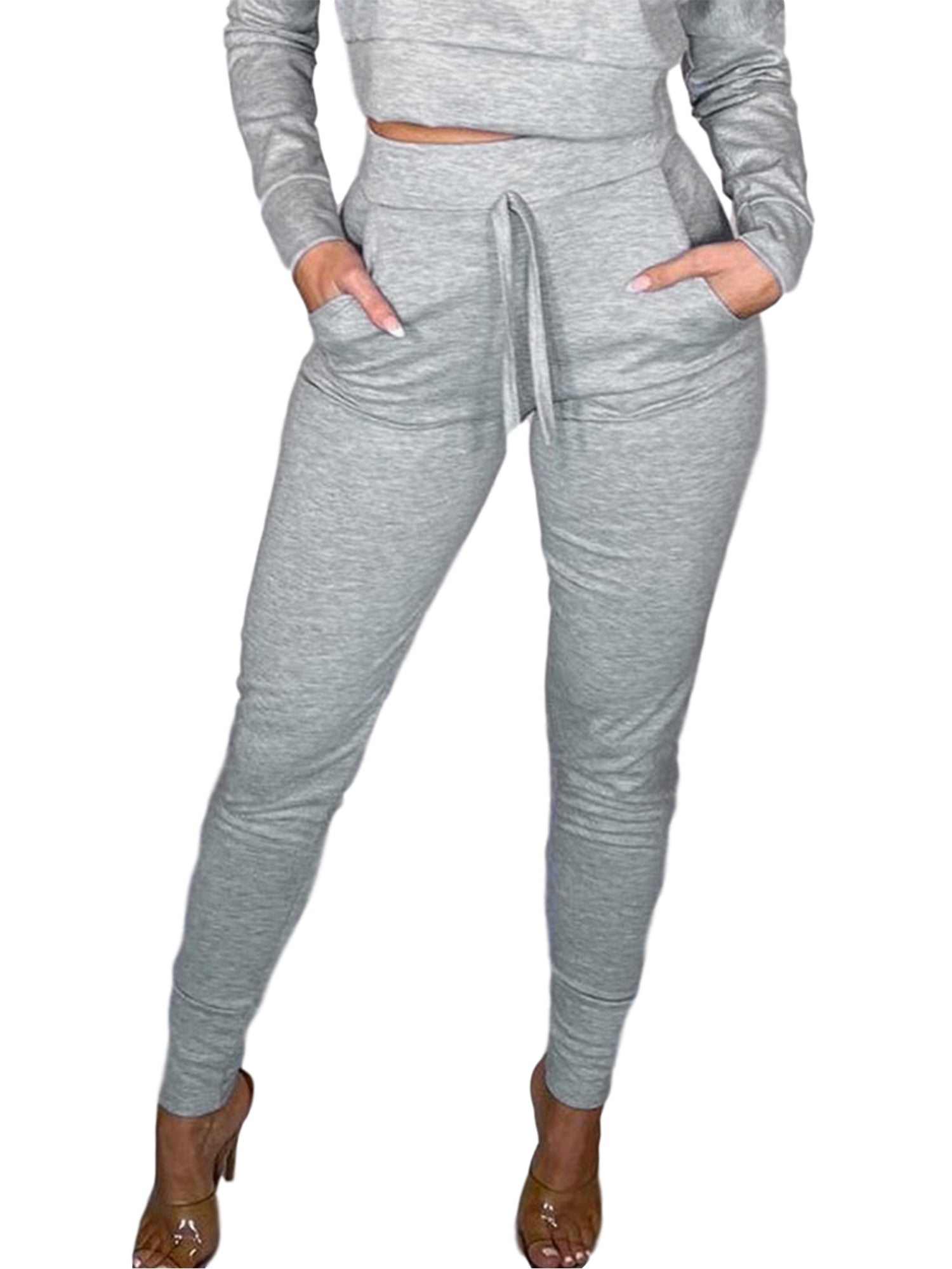 Springcmy Women Jogger Casual Elastic Waist Ankle Cuff Tight Sweatpants
