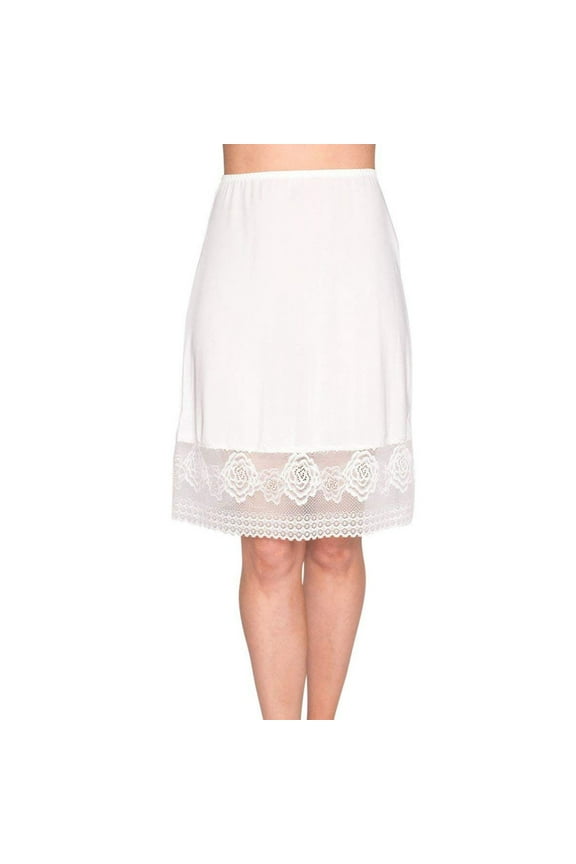 Women Knee Length Underskirt Double Lace Skirt Extender Half Slip