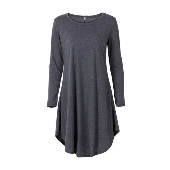 Springcmy Women Long Sleeve Casual Short T-Shirt Dress Autumn
