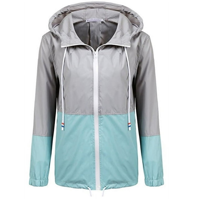 Springcmy Women´s Waterproof Raincoat Outdoor Hooded Rain Jacket Windbreaker