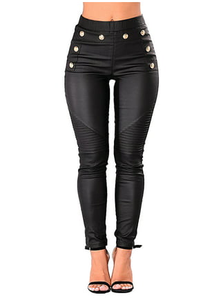 Bulk-buy Womens Faux PU Leather Pants Skinny MID Waist Black Tight PU  Leather Look Jeans for Women price comparison