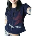 thumbnail image 1 of Springcmy Womens Teen E Girls Y2k Vintage Aesthetic Star Graphic Print Crop Tops Fairy Grunge Baby Tees Shirt Clothes Dark Blue S, 1 of 7