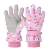 Springcorner 1 Pair Kids Snow Ski Gloves,Waterproof Kids Winter Gloves, Cartoon Snow Mittens,Snow Gloves for Ourdoor for Boys Girls Toddler with Fleece Lining(P