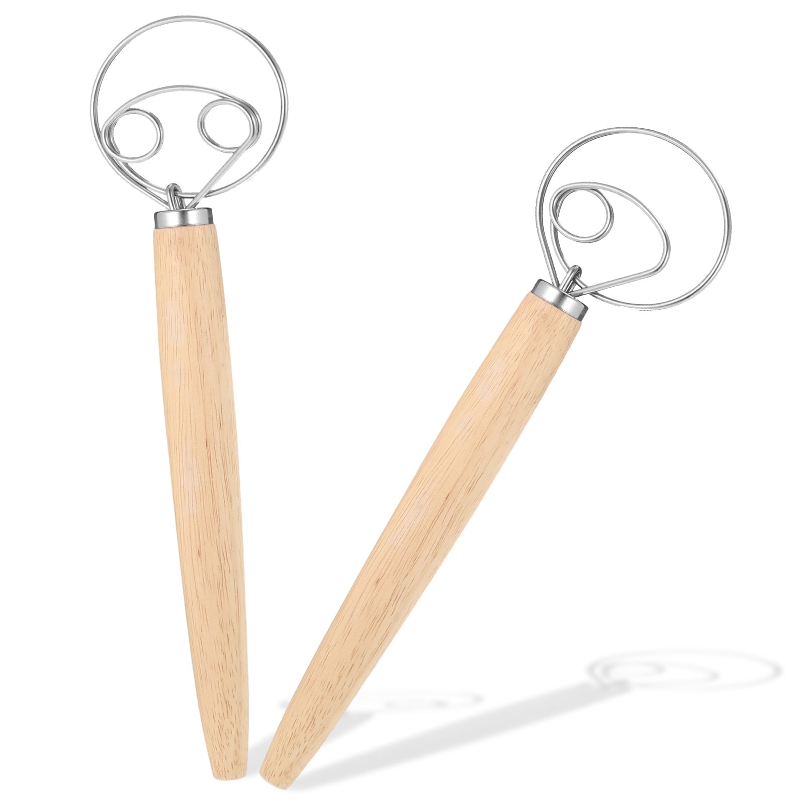 Topekada 2 Pack 13.5 in Danish Dough Cooking Whisk,Stainless Steel Dutch Whisk for Bread,Pastry or Pizza Dough(Whisk)