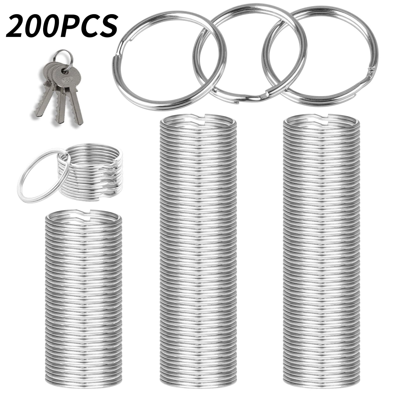 Springcorner 200 Pcs Key Rings, 1 Inch Round Flat Keychain Rings, Split