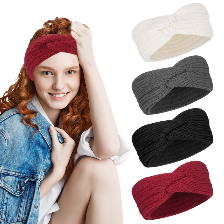 Chunky Winter Knit Headbands 4pcs Set Amazon.com: TecUnite 4 Pieces Chunky Knit Headbands Winter  main image 4