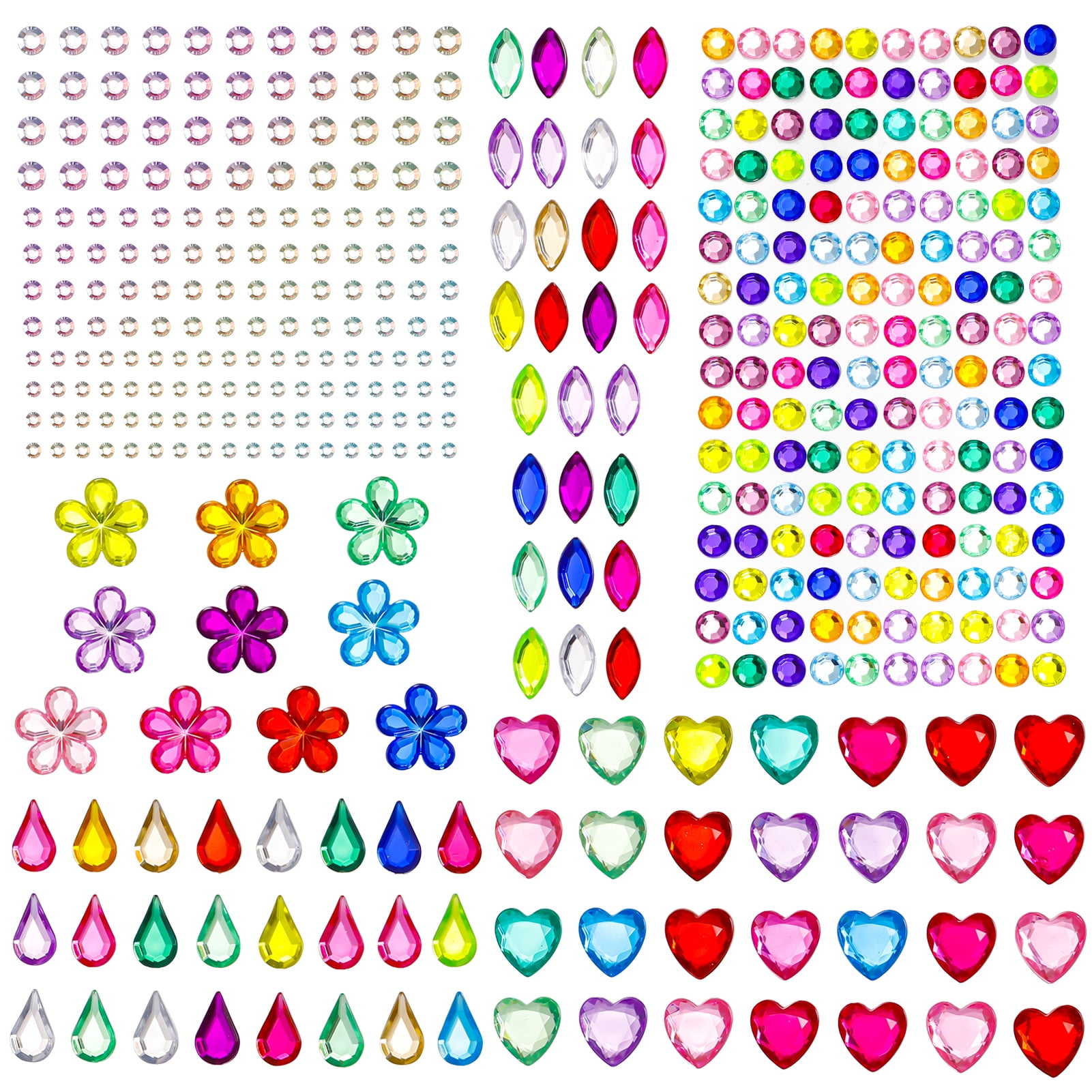 8 Sheets Gems Stickers Kids DIY Crafts Stickers Non-toxic Prime Acrylic  Rhinestone Sticker Gems Jewels Stickers for Kids  Crafts/Scrapbooking/Prize/Party Favor/Phone Decoration