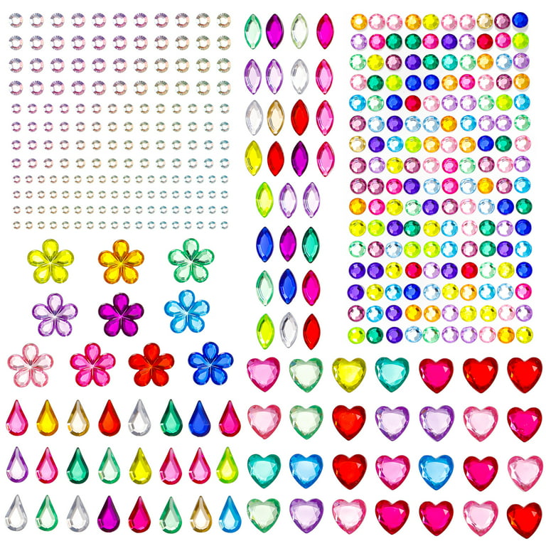 Springcorner 422Pcs Rhinestone Stickers,Self Adhesive Gem Sticker Face  Multicolored Gemstones Stickers Bling Jewels for Kids DIY Crafts  Scrapbooking Makeup 