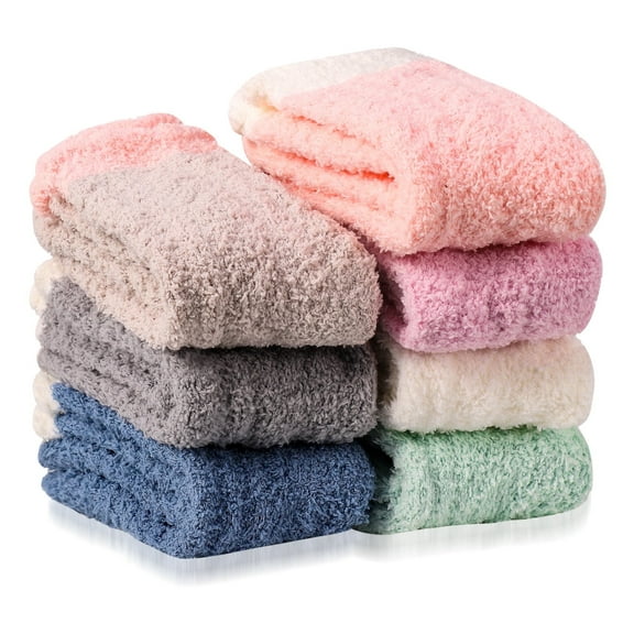 Springcorner 7 Pairs Womens Fluffy Socks, Winter Warm Socks, Soft Cozy Socks, Coral Fleece Floor Casual Socks Home Sleeping Socks