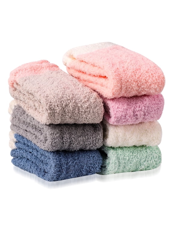 Springcorner 7 Pairs Womens Fluffy Socks, Winter Warm Socks, Soft Cozy Socks, Coral Fleece Floor Casual Socks Home Sleeping Socks
