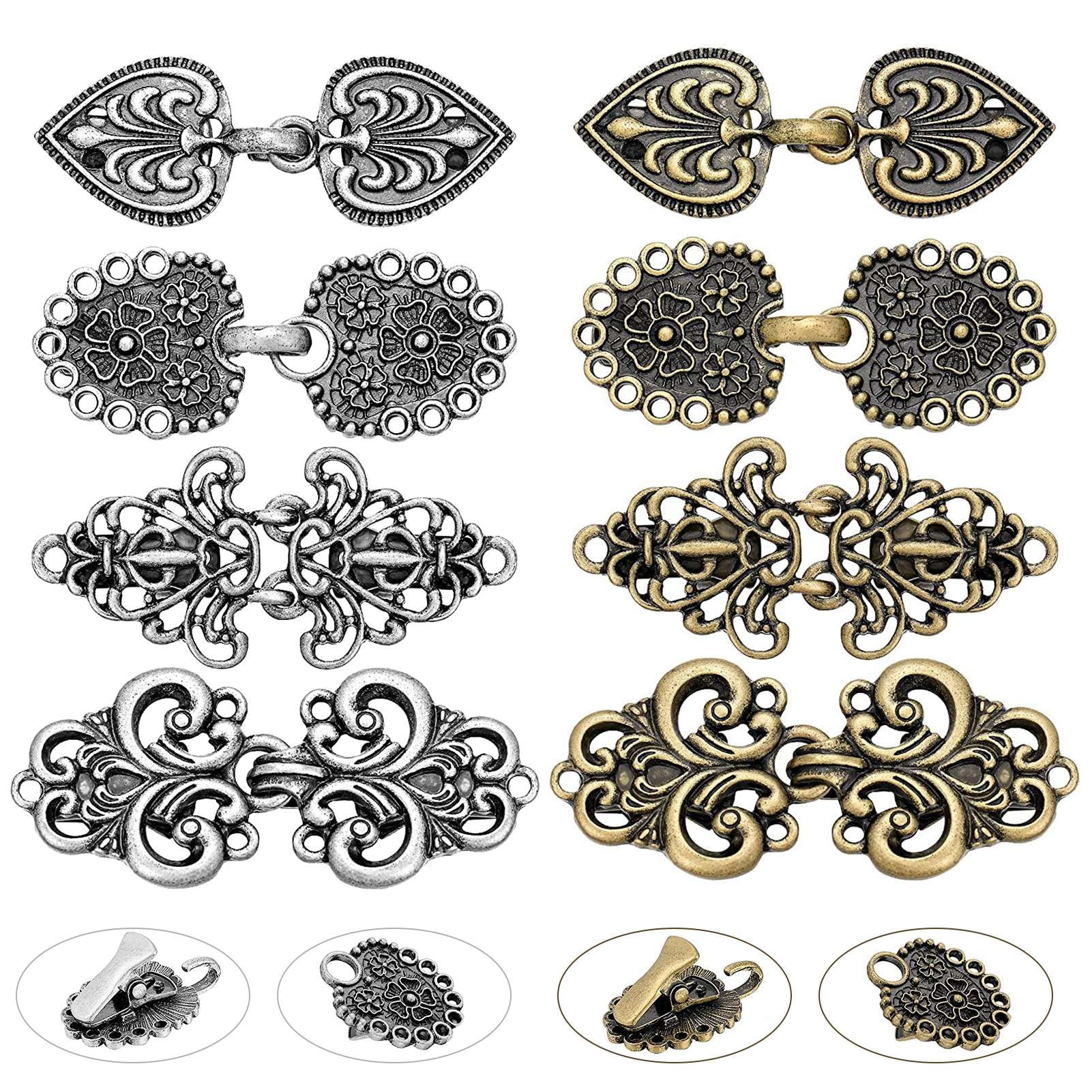 6 Pcs Vintage Cardigan Clips Flower Butterfly Shirt Scarf Clip Brooch Dress  Clips Back Cinch Retro Sweater Clasp Collar Chain Clips Gold Silver