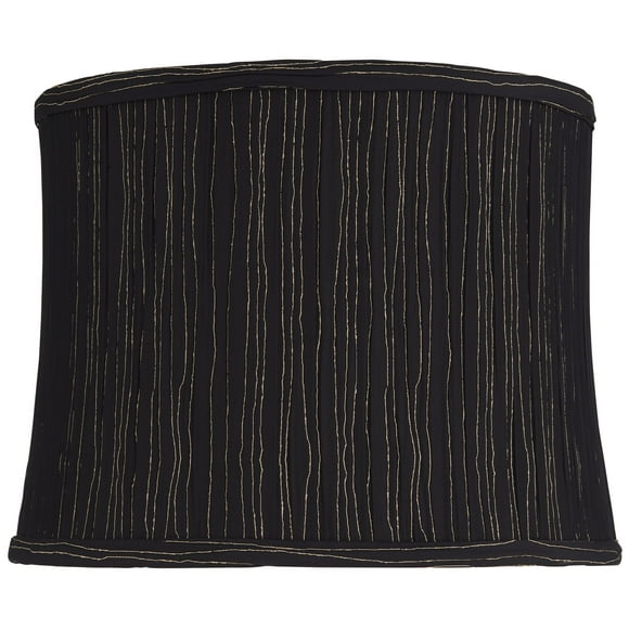 Springcrest 12" Top x 13" Bottom x 10" H x 10" Slant Print Lamp Shade Replacement Woodruff Black Drum Softback Washer Harp Finial
