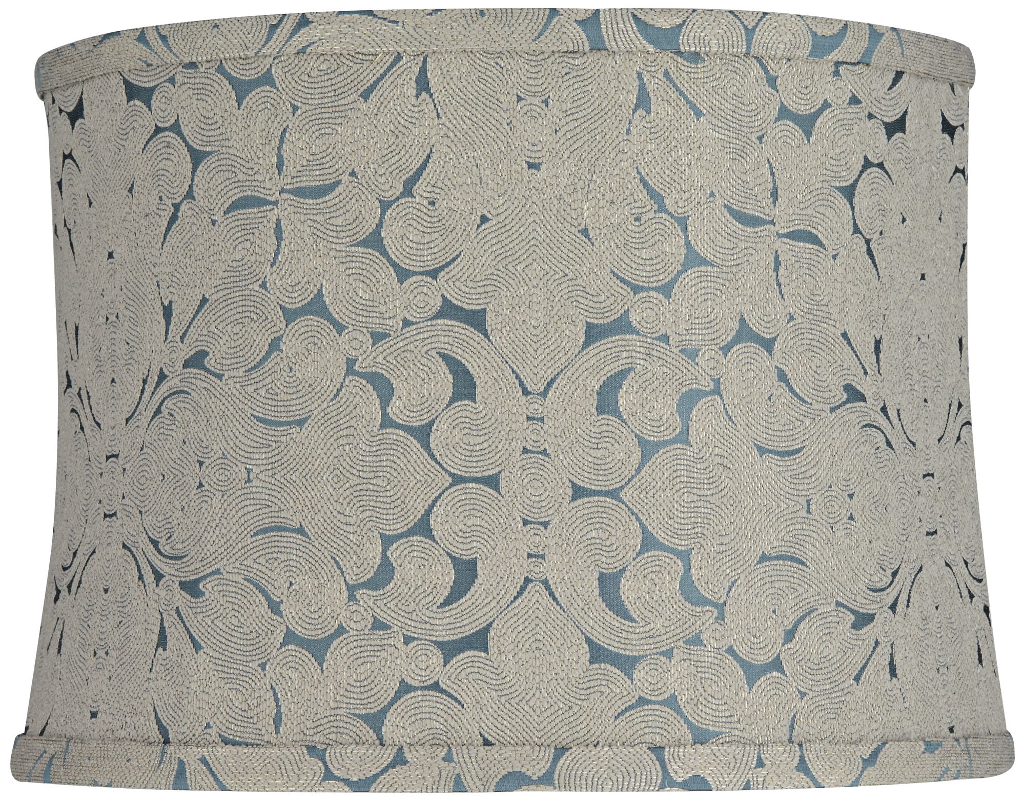 Springcrest Shade Springcrest Blue Floral Drum Lamp Shade, Polyester Fabric, 13x14x10 ...