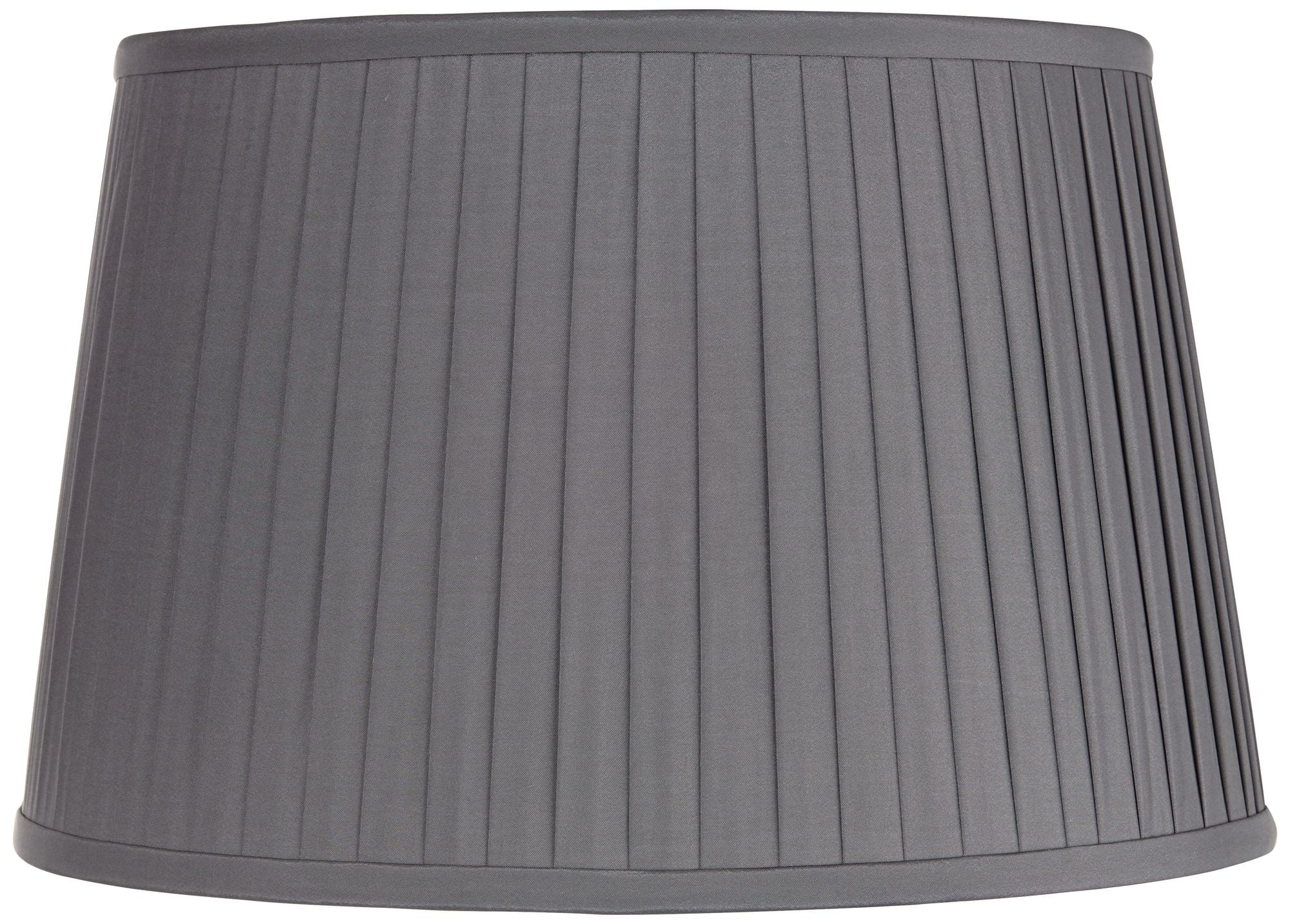 Springcrest 14" Top x 17" Bottom x 11" High x 11" Slant Lamp Shade Replacement Large Slate Gray Empire Pleated Spider Harp Finial