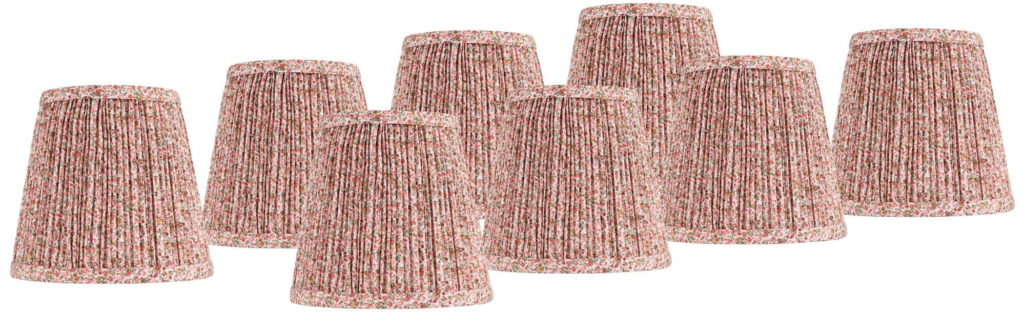 Springcrest 4" Top x 6" Bottom x 5 1/2" High x 5 1/2" Slant Lamp Shade Replacement Set of 8 Pink Blue Shirred Pleated Clip On