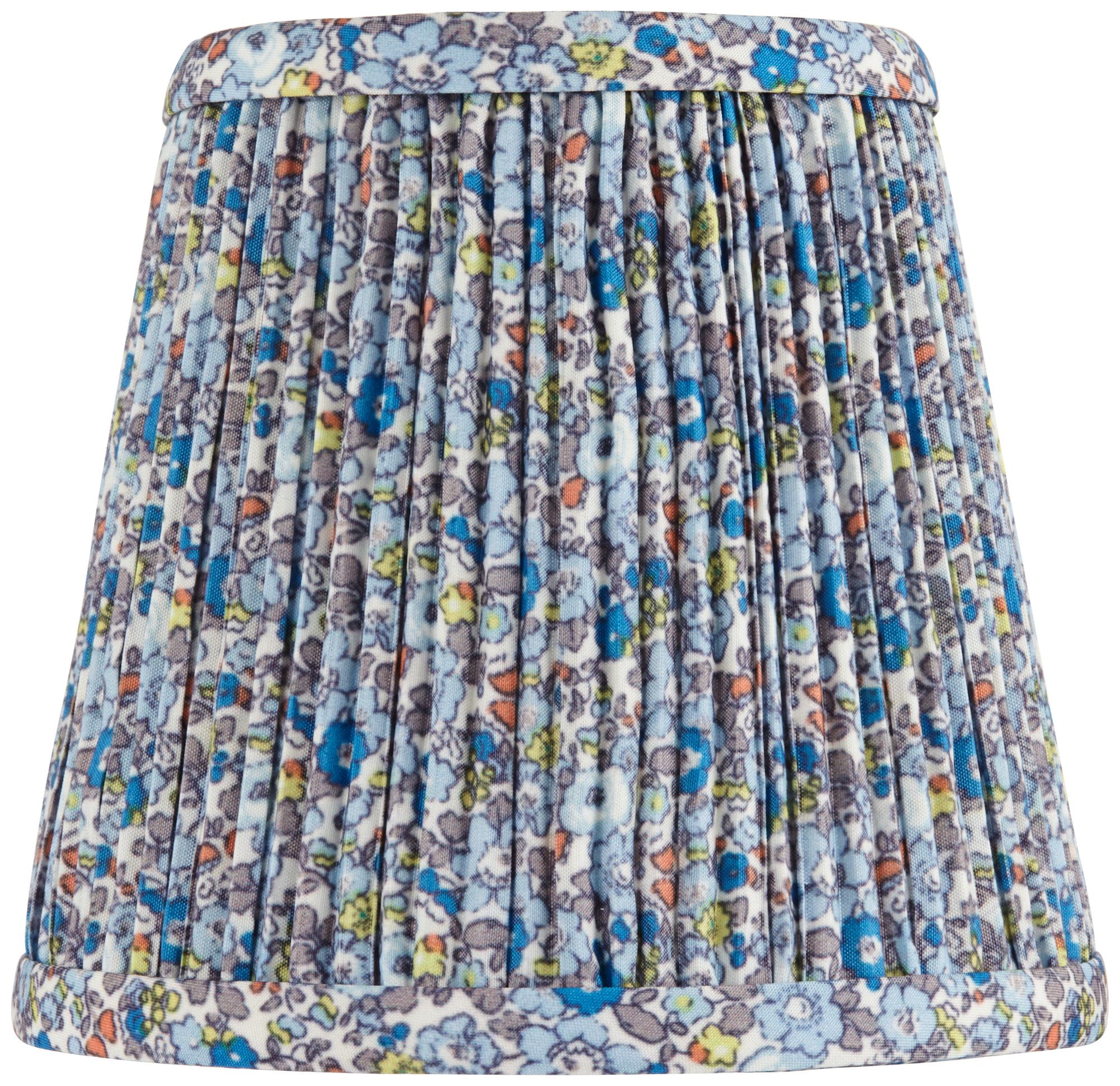 Springcrest 4" Top x 6" Bottom x 5 1/2" High x Print Lamp Shade Replacement Blue Floral Leaf Shirred Pleated Clip On Candelabra