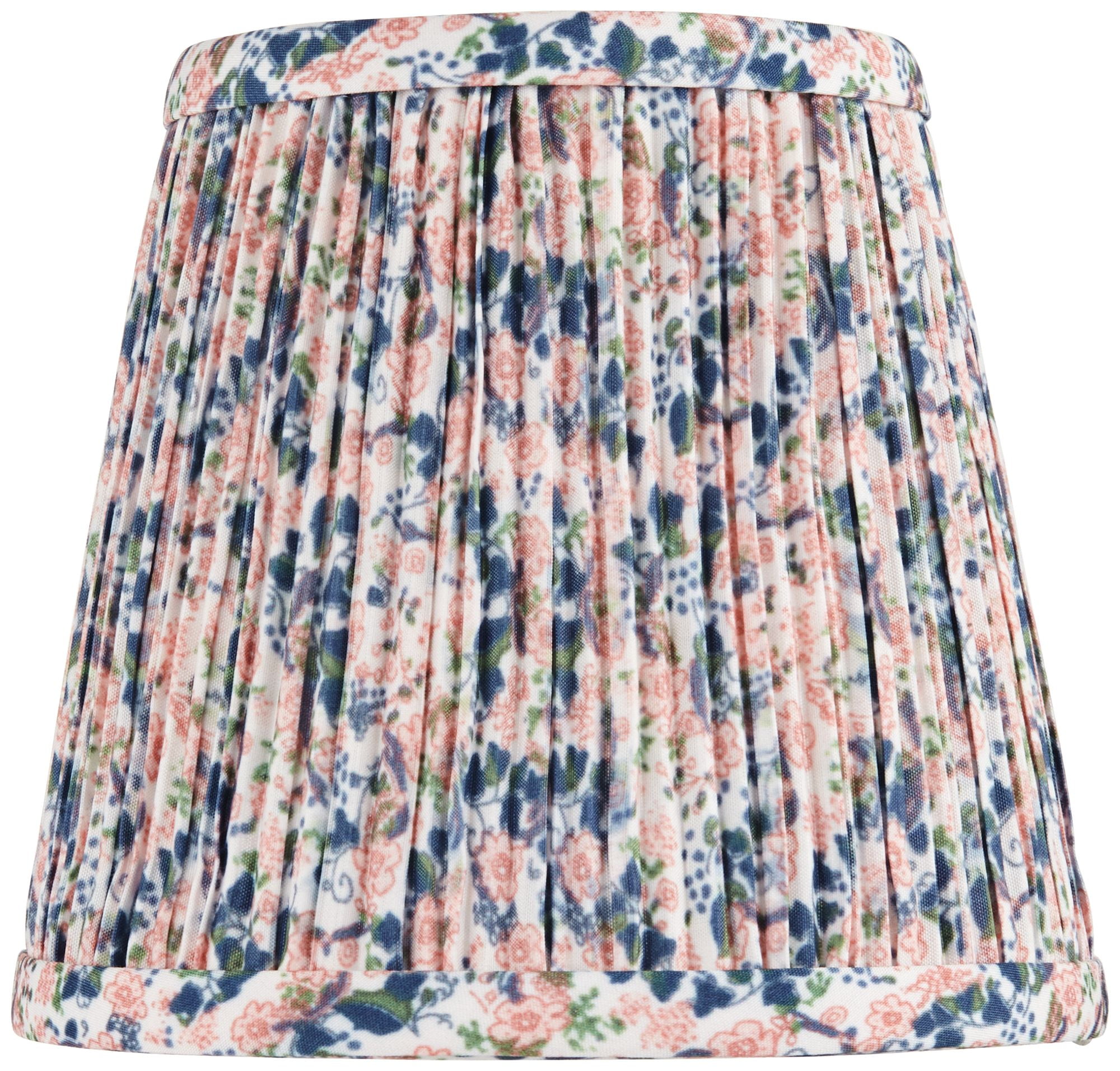 Springcrest 4" Top x 6" Bottom x 5 1/2" High x Print Lamp Shade Replacement Pink Blue Floral Shirred Pleated Clip On Candelabra