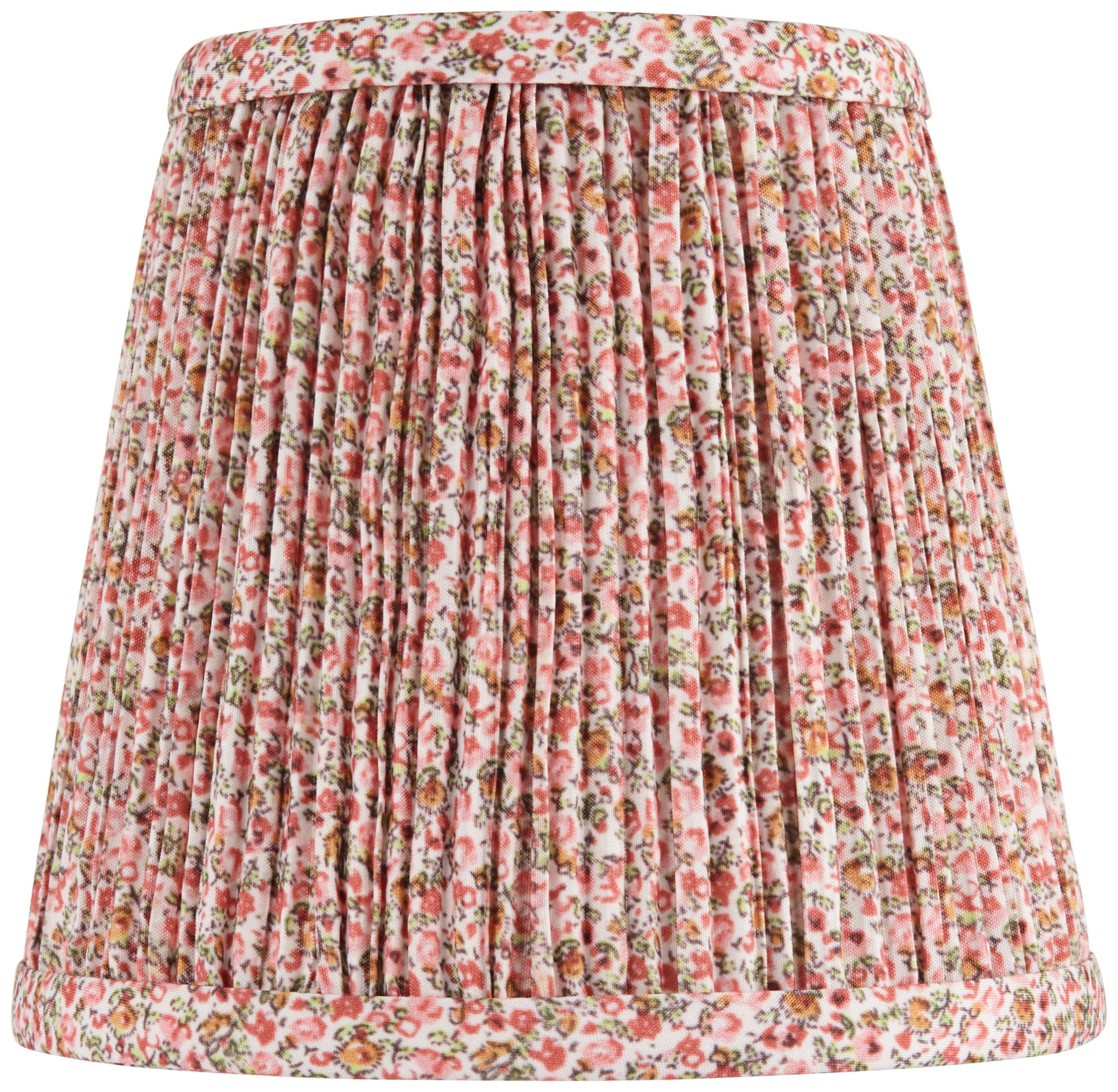 Springcrest 4" Top x 6" Bottom x 5 1/2" High x Print Lamp Shade Replacement Small Pink Red Leaf Shirred Pleated Clip On Candelabra
