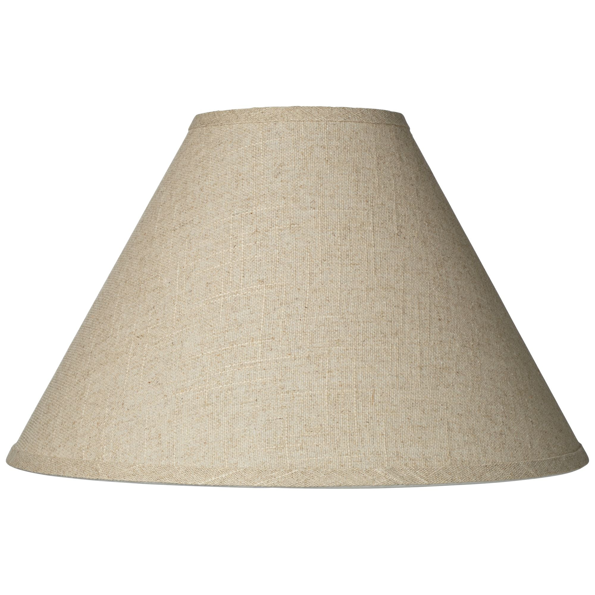 Large Beige Burlap Empire Lamp Shade with Polished Brass Fitting