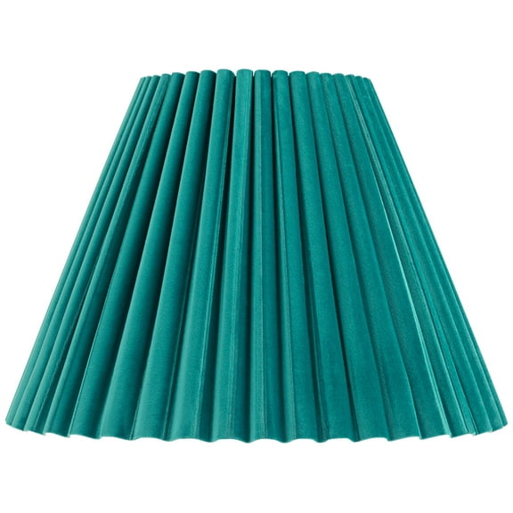Springcrest 7" Top x 15" Bottom x 10" High x 10 3/4" Slant Lamp Shade Replacement Green Velvet Arc Pleated Spider Harp Finial