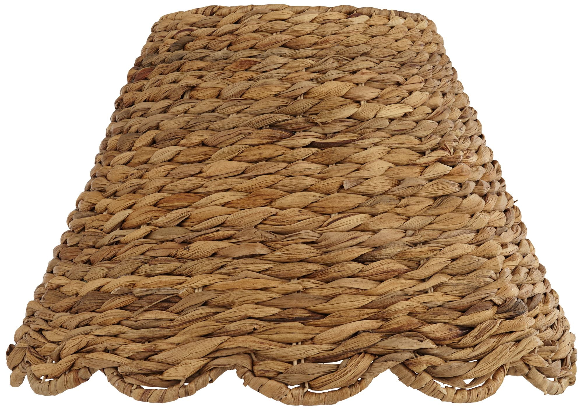 Springcrest 7" Top x 15" Bottom x 9 1/2" High x 9 1/2" Slant Lamp Shade Replacement Natural Water Grass Scalloped Bottom Spider Harp Finial