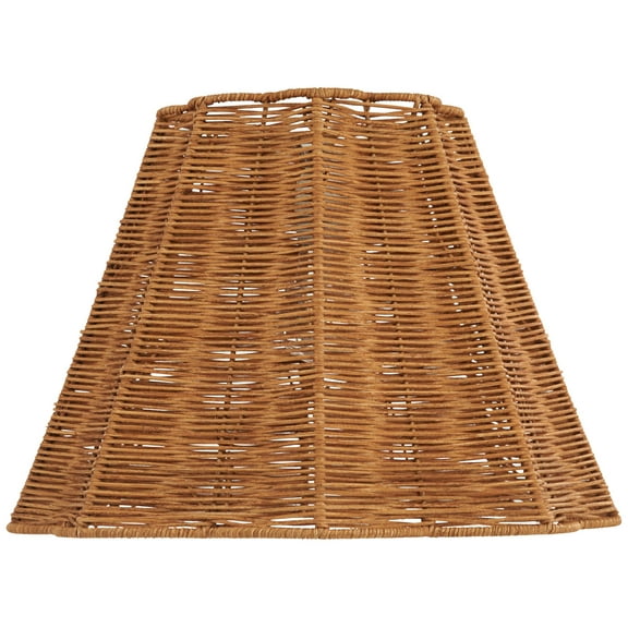 Springcrest 8" Top x 16" Bottom x 11" High x 11" Slant Lamp Shade Replacement Medium Brown Natural Dark Rattan Spider Harp Finial