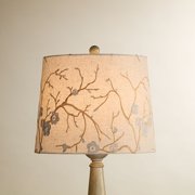 Springcrest Beige Plum Flower Embroidery Medium Drum Lamp Shade 12" Top x 14" Bottom x 11" Slant (Spider) Replacement with Harp and Finial
