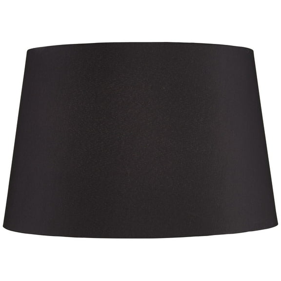Springcrest Black Faux Silk Large Tapered Drum Lamp Shade 14" Top x 17" Bottom x 11" Slant x 11" High (Spider) Replacement with Harp and Finial