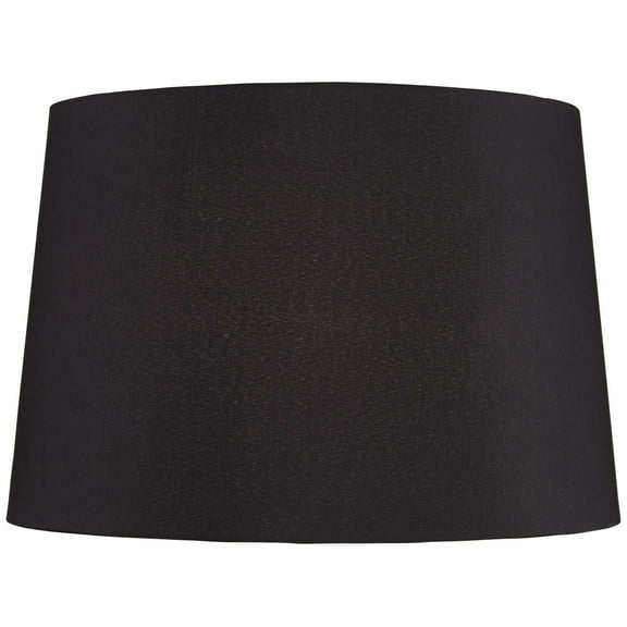 Springcrest Black Faux Silk Medium Tapered Drum Lamp Shade 13" Top x 15" Bottom x 10" Slant x 10" High (Spider) Replacement with Harp and Finial