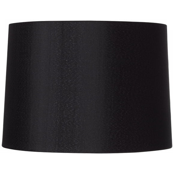 Springcrest Black Medium Hardback Drum Lamp Shade 13" Top x 14" Bottom x 10.25" Slant x 10" High (Spider) Replacement with Harp and Finial