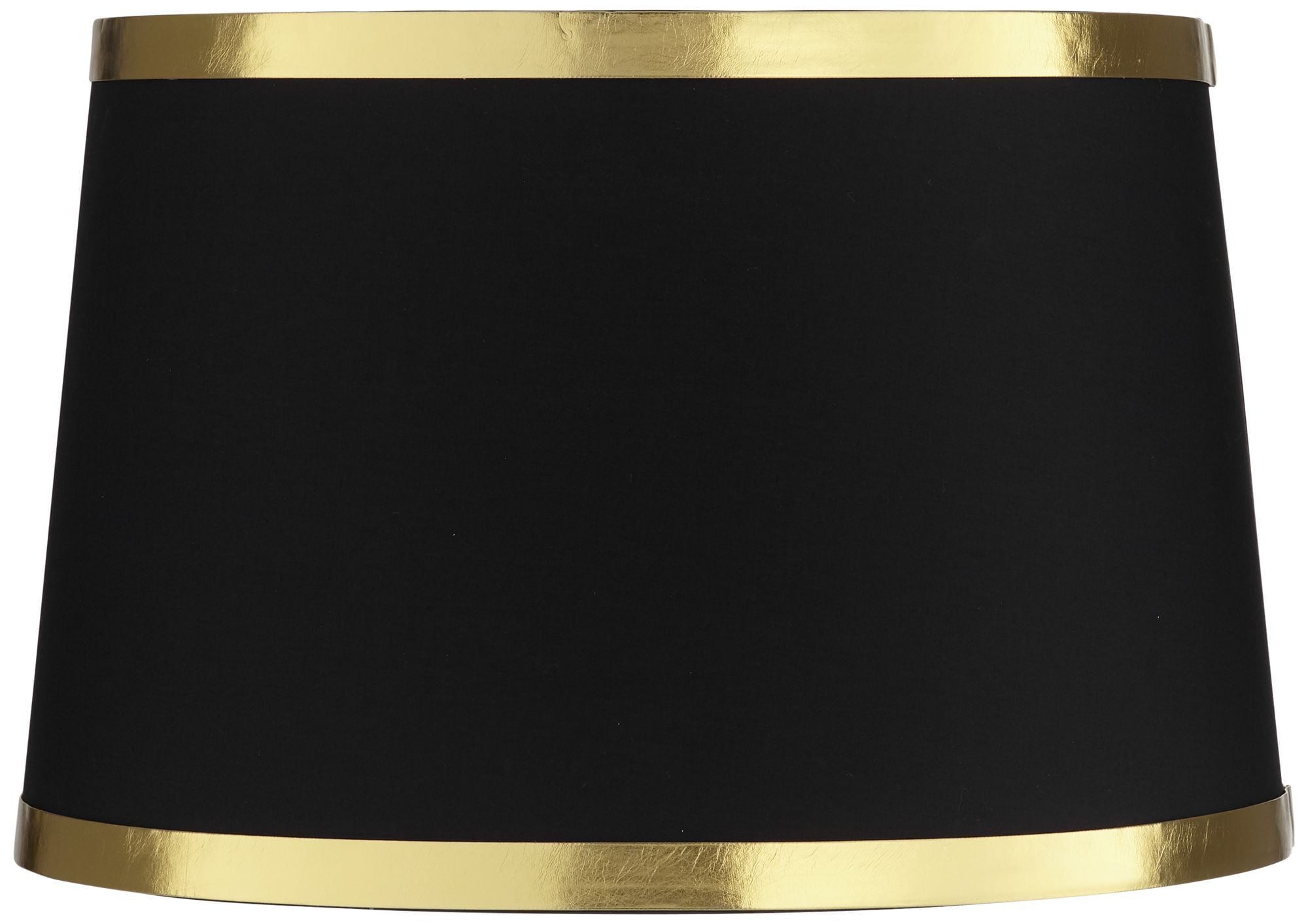 Springcrest Black and Gold Metallic Medium Drum Lamp Shade 13" Top x 15" Bottom x 10" High (Spider) Replacement with Harp and Finial
