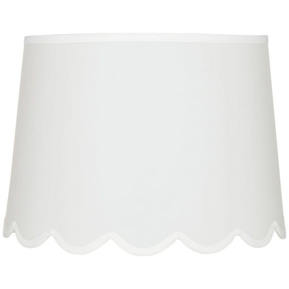 Springcrest Collection Hardback Scallop Empire Lamp Shade White Medium 13" Top x 15" Bottom x 11" High Spider with Replacement Harp and Finial Fitting