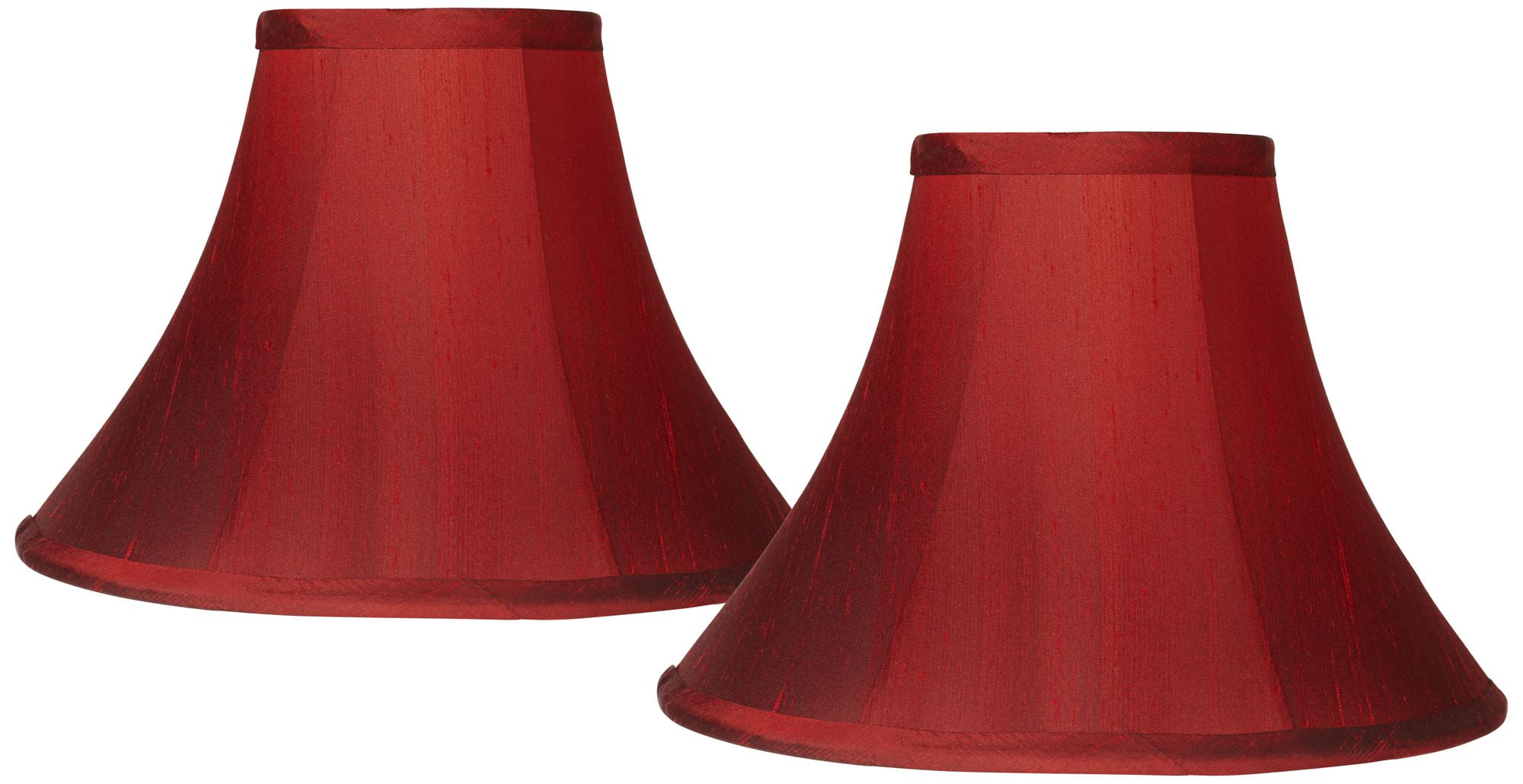 Springcrest Collection Set of 2 Bell Lamp Shades Deep Red Small 5" Top x 12" Bottom x 9" Slant x 8.5" High Spider Replacement Harp and Finial Fitting