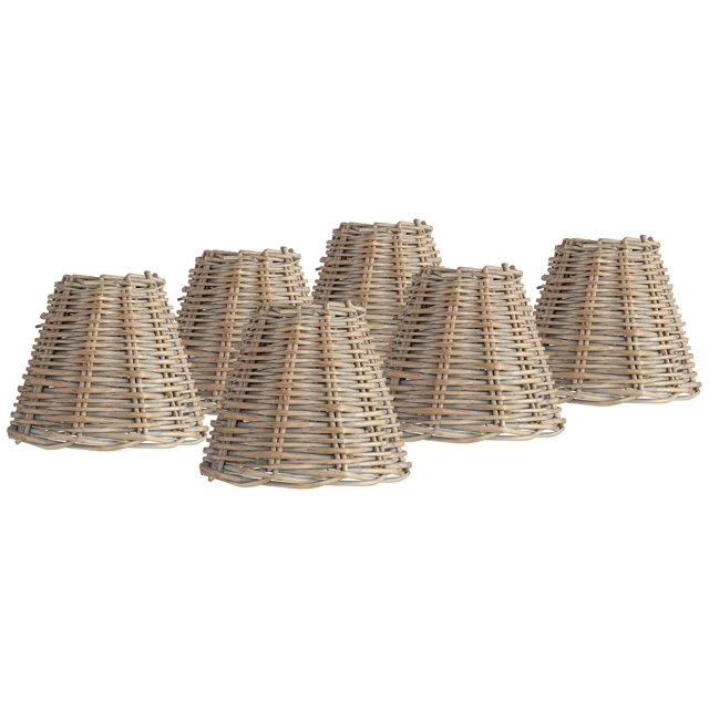 Springcrest Collection Set of 6 Lamp Shades Natural Wicker Weave Small ...