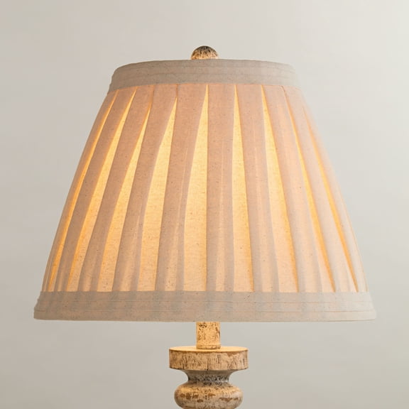 Springcrest Creme Linen Medium Box Pleat Lamp Shade 7" Top x 14" Bottom x 11" High (Spider) Replacement with Harp and Finial