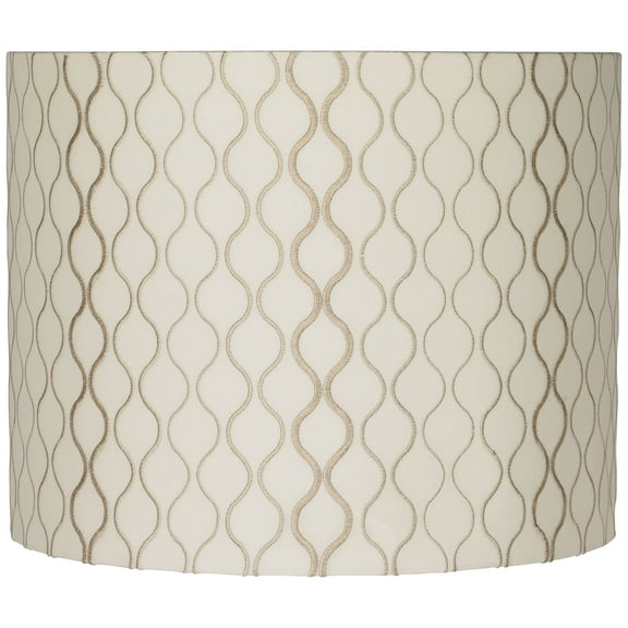 Springcrest Embroidered Hourglass Medium Lamp Shade 14" Top x 14" Bottom x 11" High (Spider) Replacement with Harp and Finial
